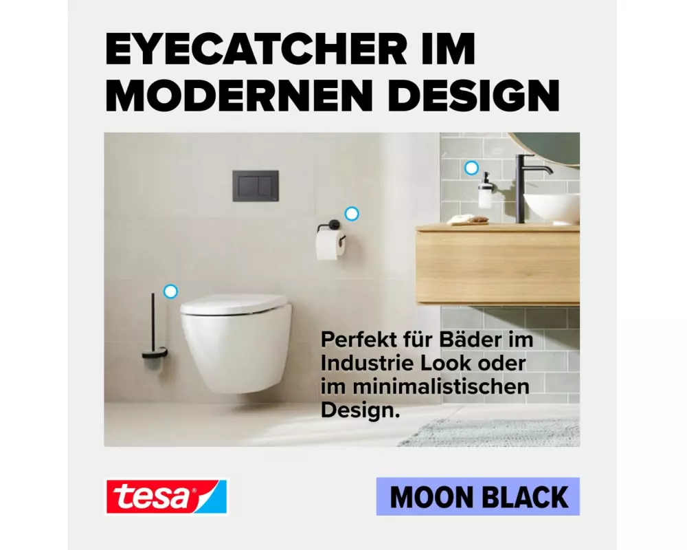 tesa Toilettenpapierhalter Moon Schwarz