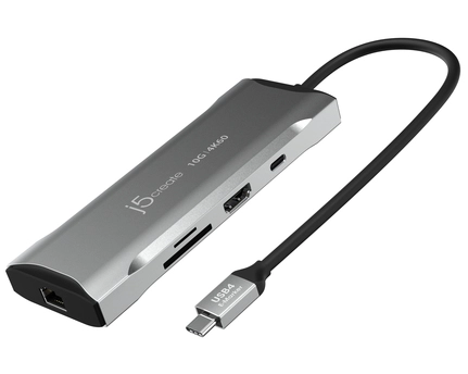j5create JCD393 4K60 Elite USB-C 10Gbps Mini Dock, Space Grey. Connectivity technology: Wired, Host interface: USB 3.2 Gen 1 (3.1 Gen 1) Type-C, USB Power Delivery up to: 100 W. Ethernet LAN data rates: 10,100,1000 Mbit/s. Product colour: Grey, Colour name: Space Grey, Compatible memory cards: MicroSD (TransFlash), SD. Power source type: USB, Power connector: USB Type-C, Output voltage: 5 V. Width: 138 mm, Depth: 50 mm, Height: 16 mm