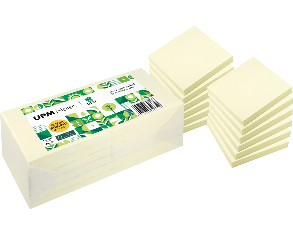 UPM Haftnotizen 75x75mm 5654-01PG-12 gelb 12x100 Blatt