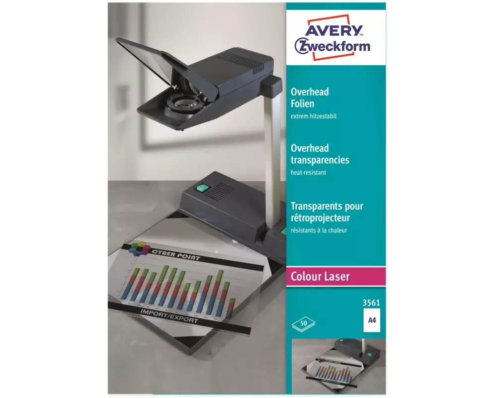 Avery Zweckform Overheadfolie A4, 50 Stück, Transparent