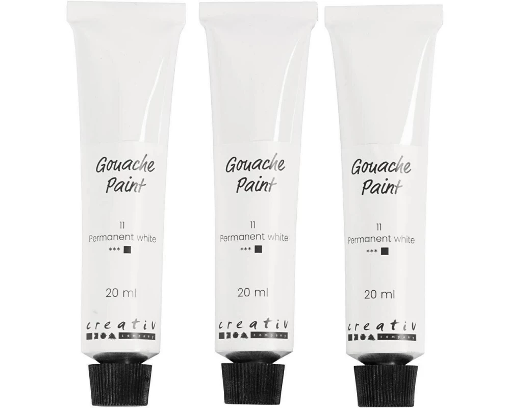 Creativ Company Wasserfarbe Gouache Weiss, 6 x 20 ml