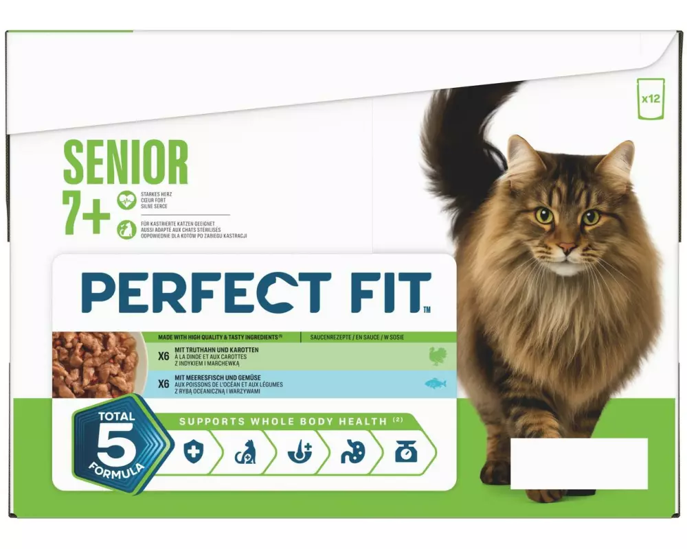 Perfect Fit Nassfutter Senior 7+ Truthahn Weissfisch Gemüse 12 x 85 g