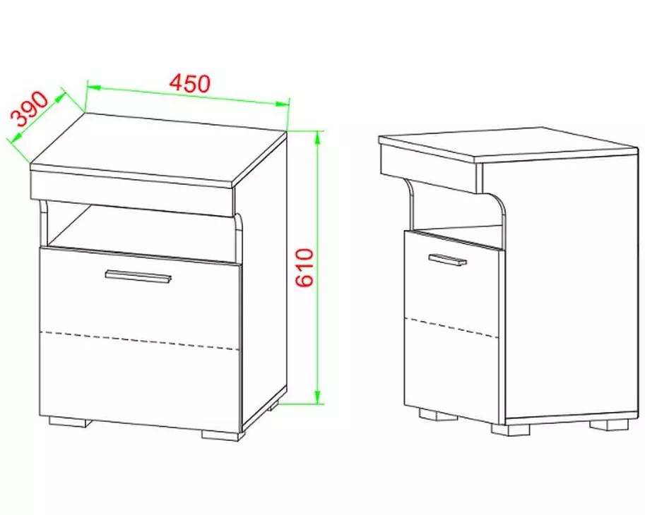 VCM Nachttisch Slepal M 45 x 61 cm, Braun/Grau