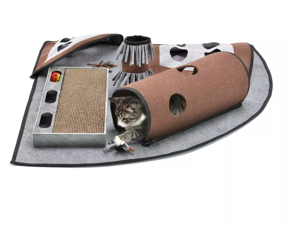 CanadianCat Katzen-Spielzeug Activity Teppich Calvin, 90 x 90 x 20 cm