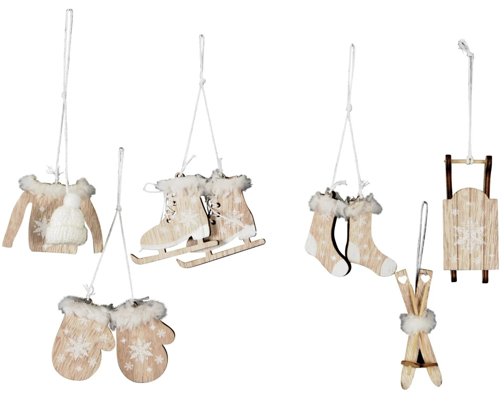 COCON Aufhänger Winter Holz, 6 Stück