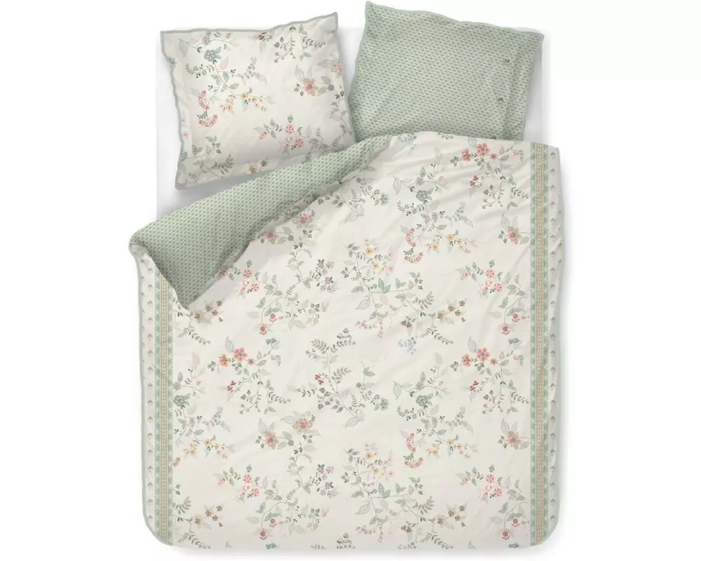 PIP Studio Kopfkissenbezug Kili Flower 50 x 70 cm, Weiss / Grün