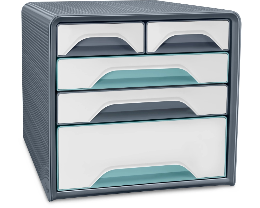 CEP Schubladenbox Smoove Riviera 1072136301 5 Schubladen grau/ weiss/mint