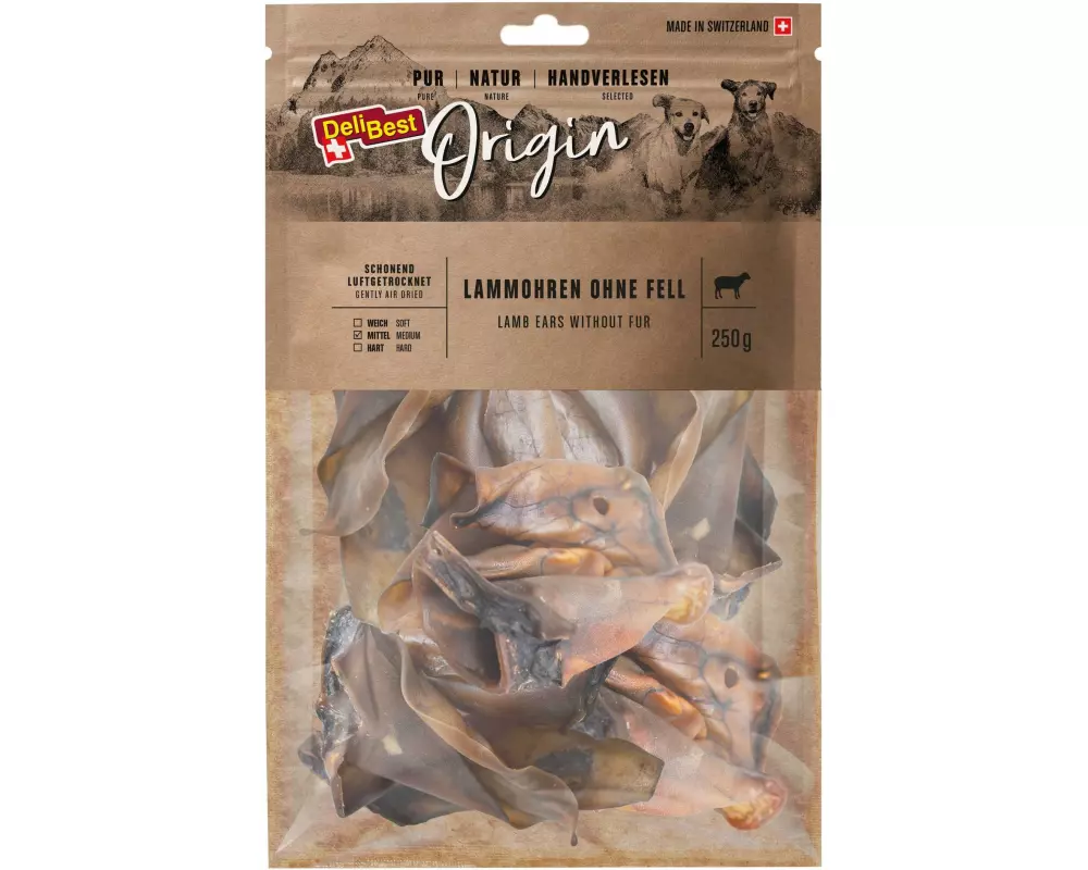 DeliBest Kausnack Origin Lammohren ohne Fell 250 g