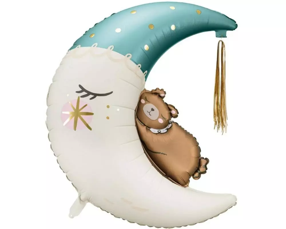 Partydeco Folienballon Teddybär Mond 80 x 98 cm