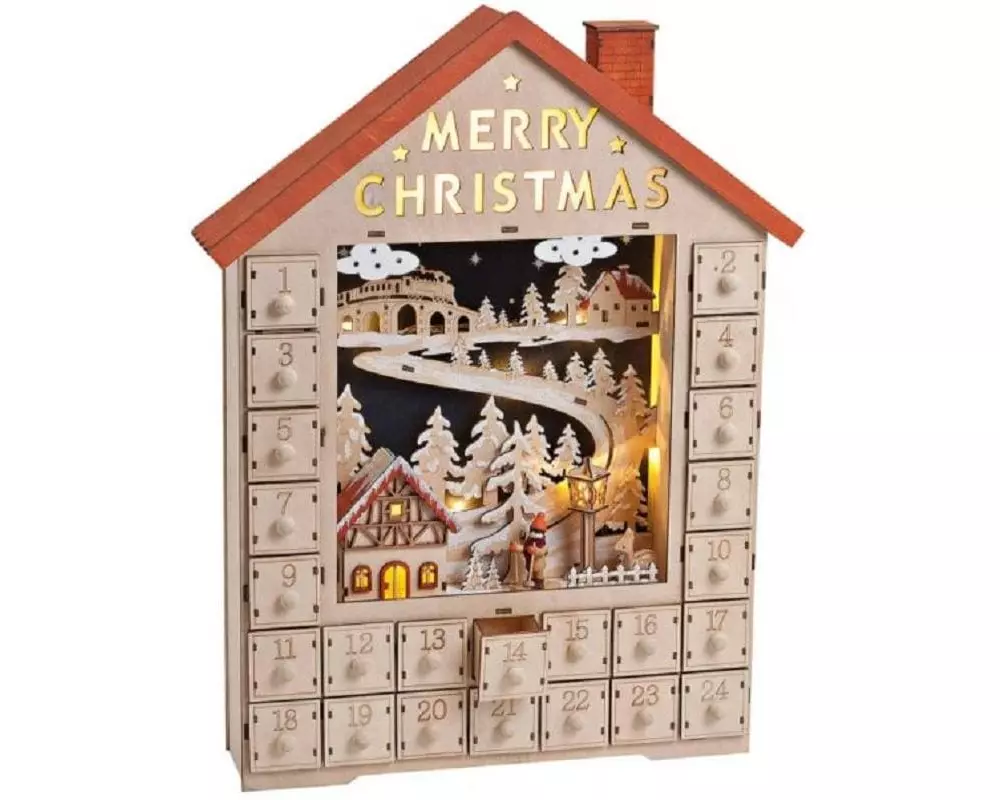 G. Wurm Adventskalender Haus mit Beleuchtung