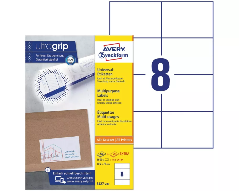 Avery Zweckform Universal-Etiketten 3427 105 x 74 mm, 220 Blatt