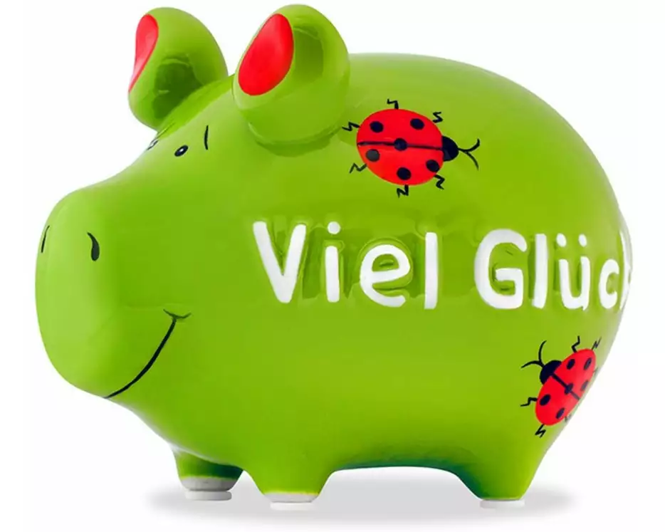 G. Wurm Spardose Viel Glück 12.5 x 9 x 9 cm