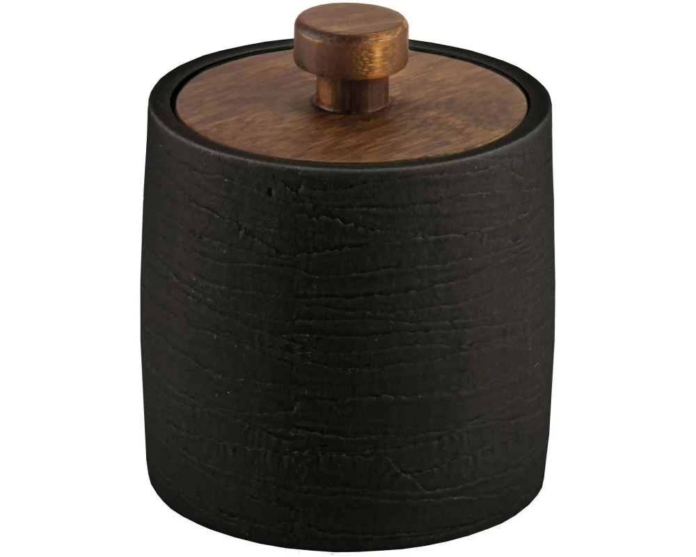 Kleine Wolke Wattedose Harper Schwarz, Bambus/Polyresin