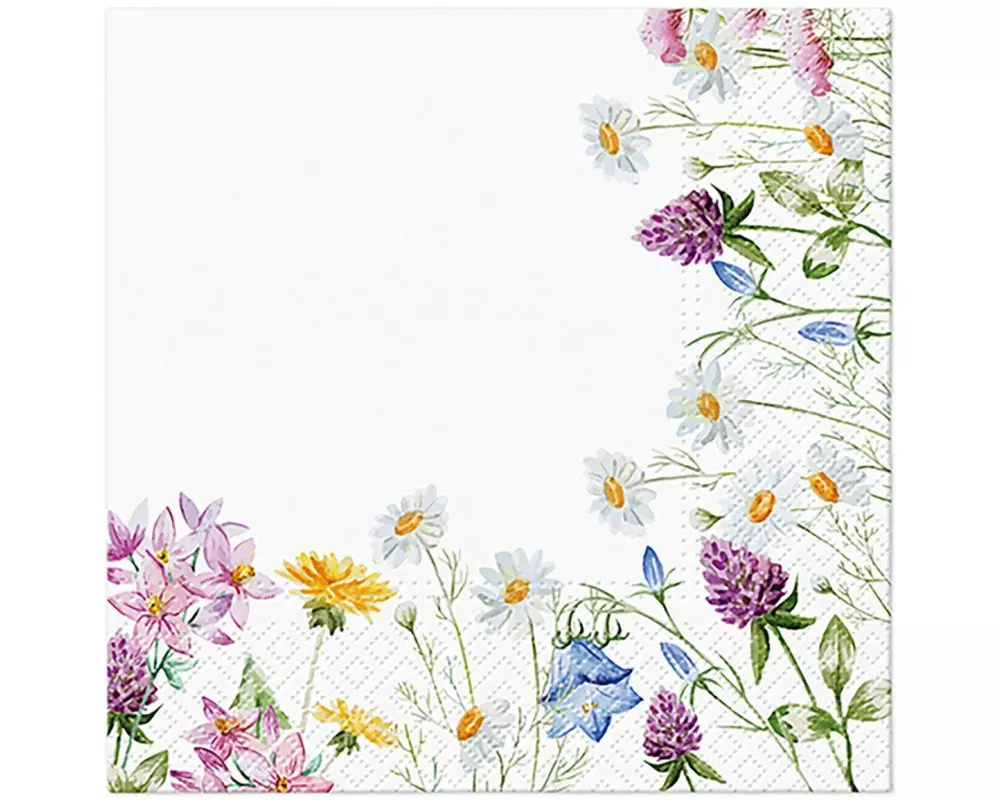 G. Wurm Papierservietten Blumenwiese 33 cm x 33 cm, 20 Stück