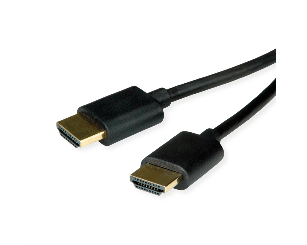 ROLINE HDMI High Speed Kabel mit Ethernet, Slim, ST-ST, schwarz, 1,5 m