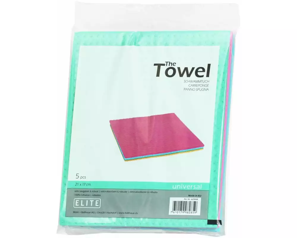Elite Schwammtuch 5 Stück, Assortiert