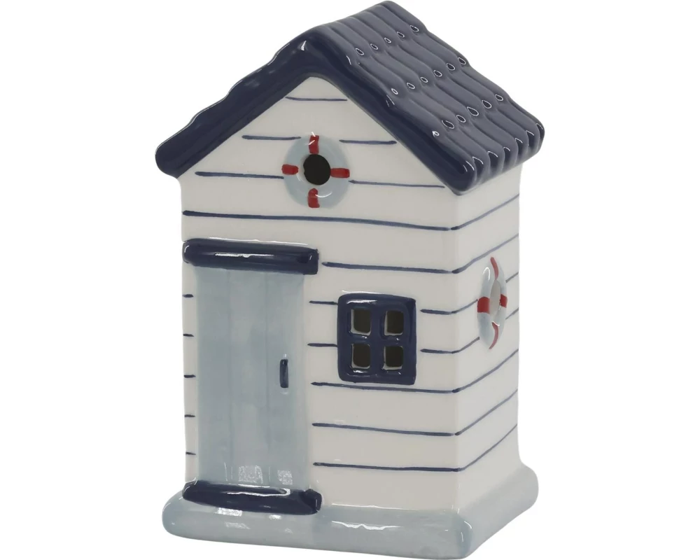 Chic Antique Aufsteller Strandhaus 15.5 x 9.5 x 8 cm, Weiss/Blau