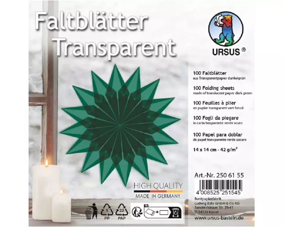 URSUS Faltblätter Origami 14 x 14 cm, 42 g/m², 100 Blatt