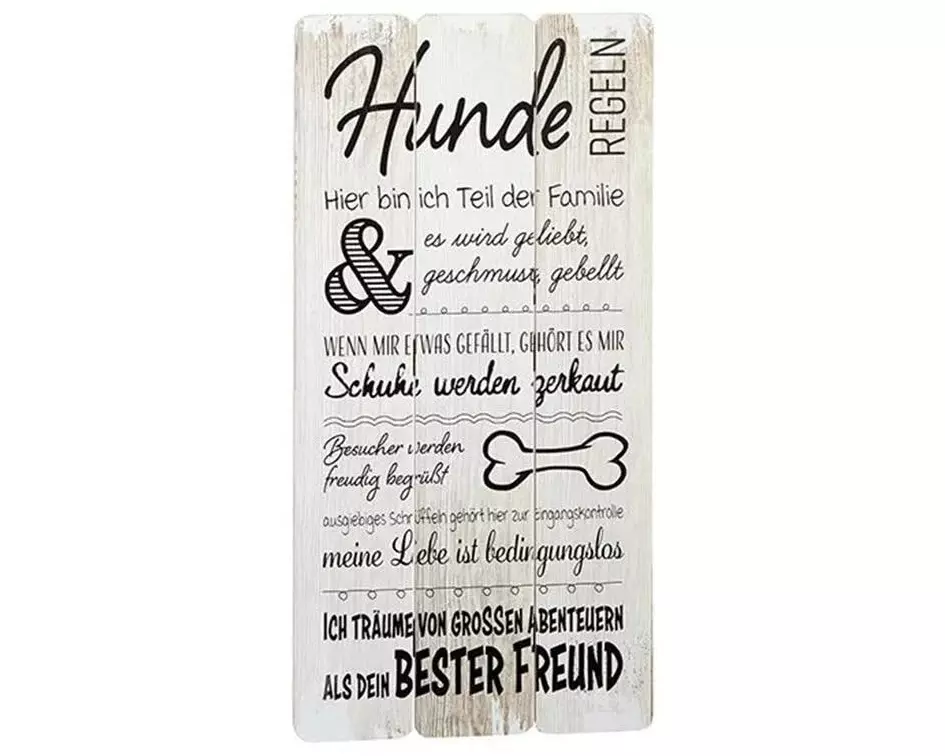 G. Wurm Schild Hunderegeln 30 x 60 cm, Holz
