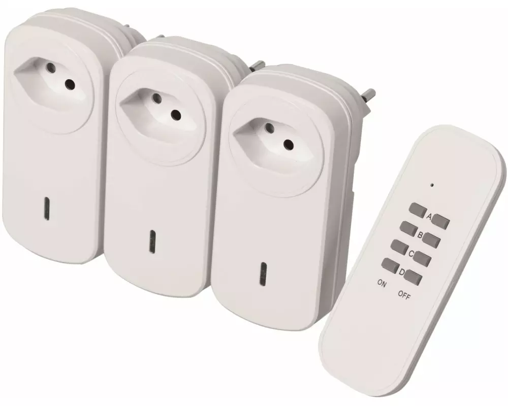 STEFFEN Funk-Zwischenstecker Dimmer 3er Set mit Fernbedienung