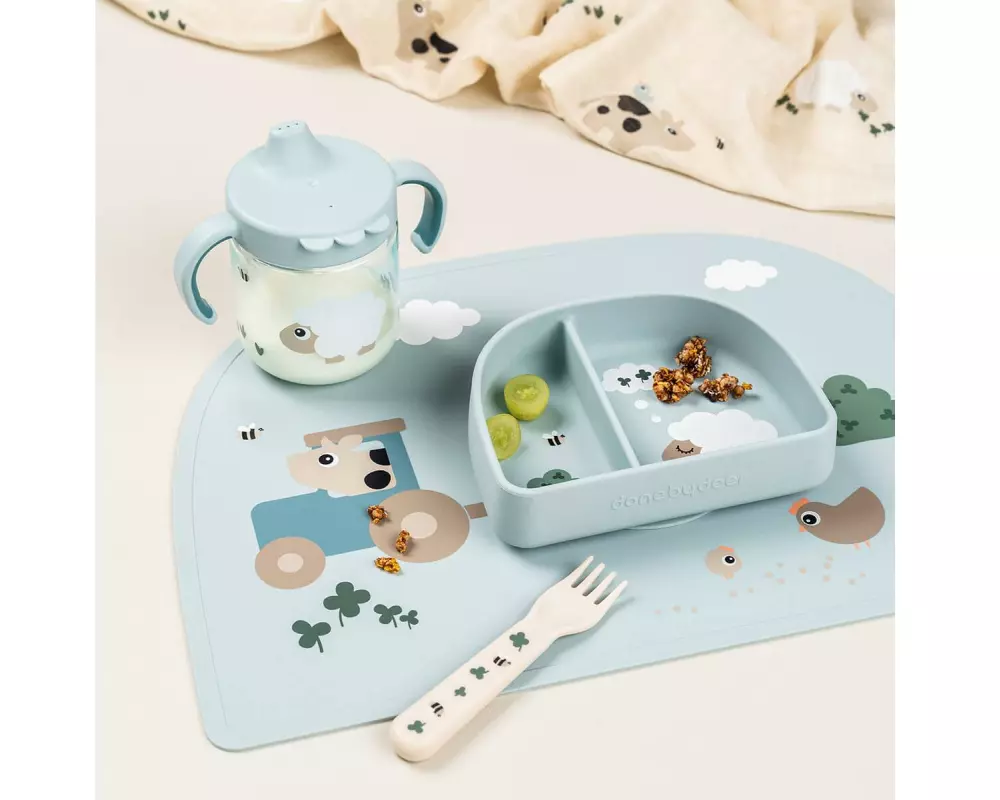 done by deer Kinderschale Stick&Stay Tiny farm Blau