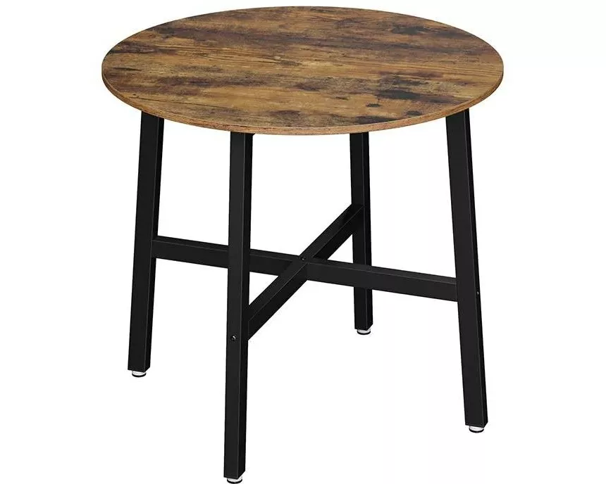 VASAGLE Tisch rund 80 x 75 cm, Braun/Schwarz