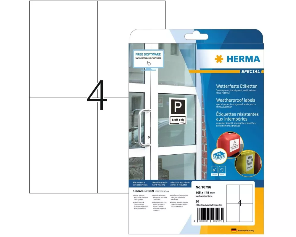 HERMA Outdoor-Etiketten 105 x 148 mm, 20 Blatt