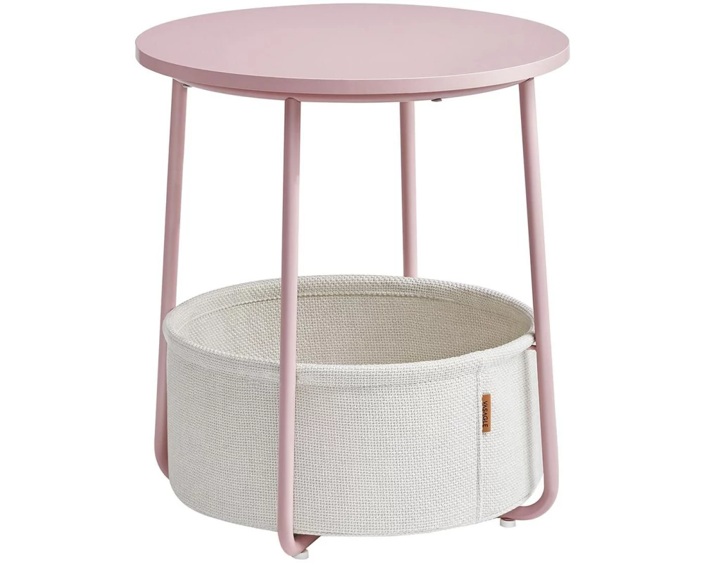 VASAGLE Beistelltisch 45 x 51 cm, Rosa / Beige