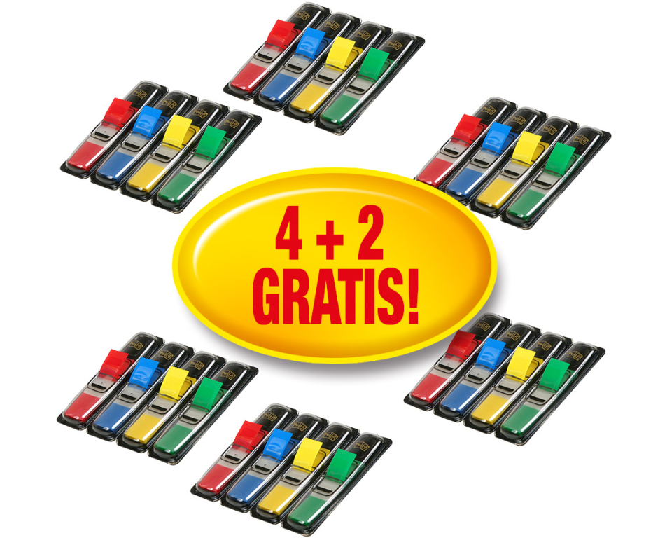 POST-IT Index Mini Promo 11.9x43,2mm 683-4+2P 4 Farben, 6 Blister