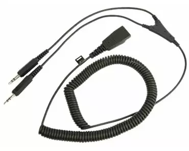 JABRA QD Cord to 2x 3.5mm pin plug coiled 0.5-2meters for GN2100 GN2000 GN2200
