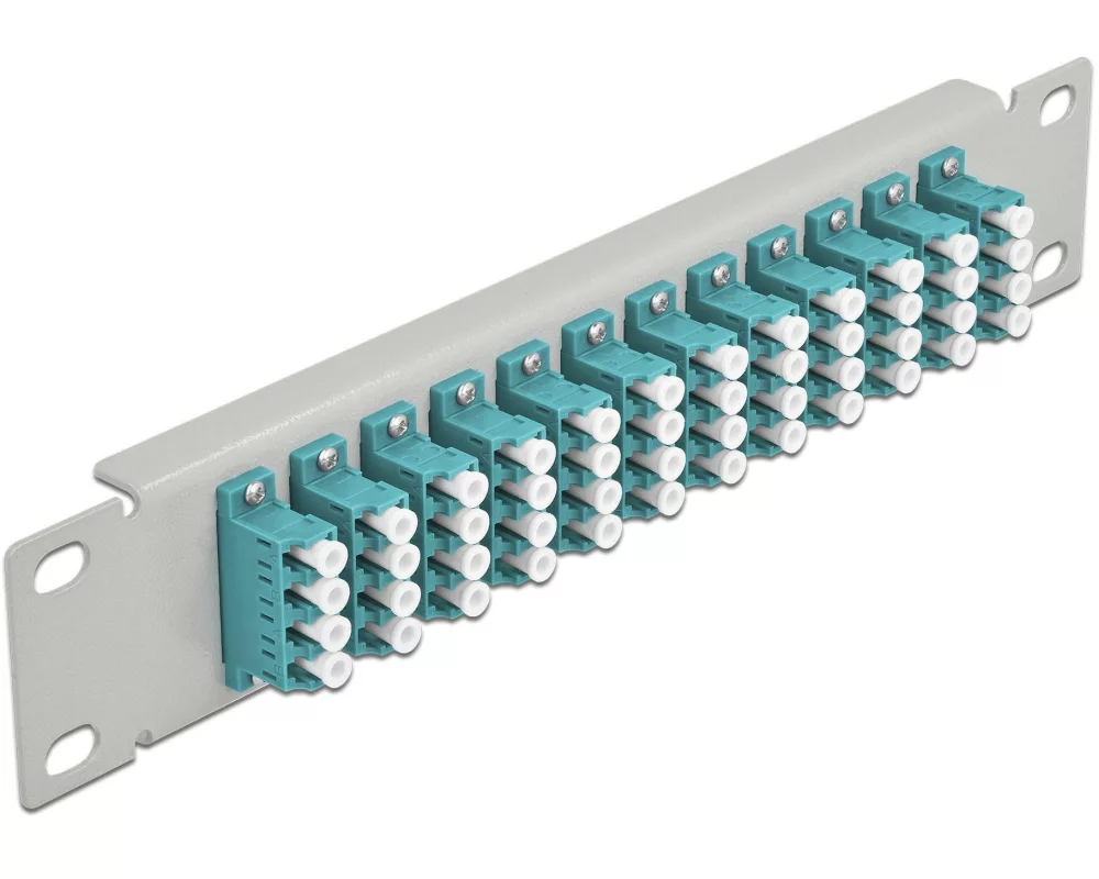 Delock Verteilerplatte 10″ LWL Patchpanel 12 Port LC Quad grau