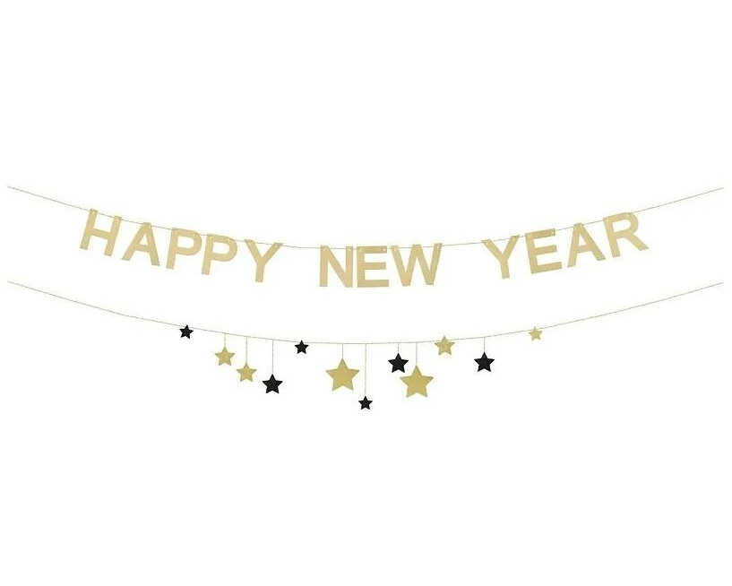 Partydeco Happy New Year 300 cm Gold