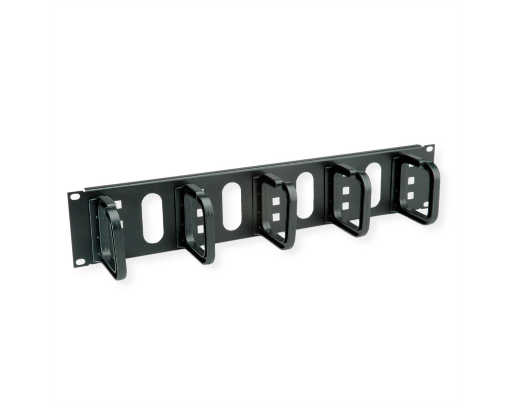 CONTEG 19"-Kabelführung 2 HE mit 5 Kabelösen 80 x 80 mm