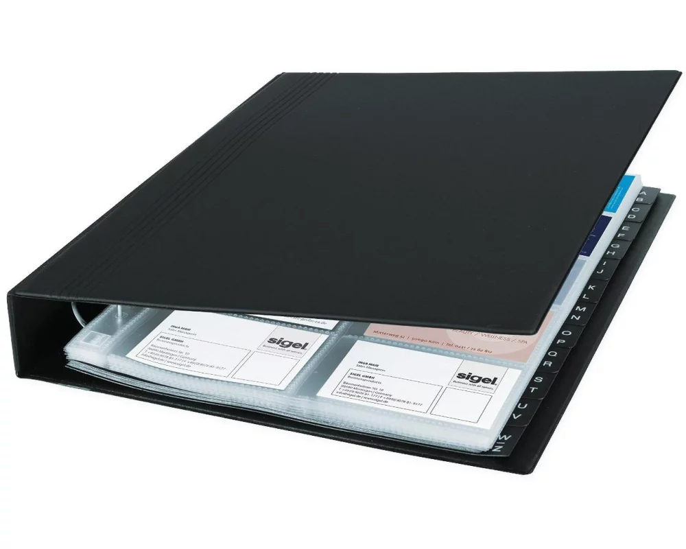 Sigel Visitenkartenbuch , -Mappen 2-reihig, Schwarz