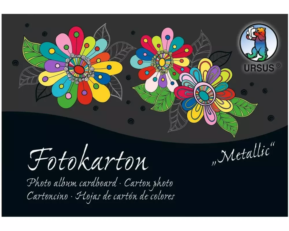 URSUS Fotokarton Metallic, A6, 60 Blatt, Sortiert
