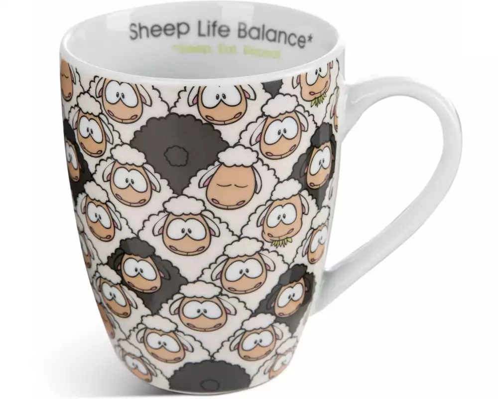 Nici Green Universaltasse Wooly Gang 310 ml, 1 Stück, Schwarz/Weiss