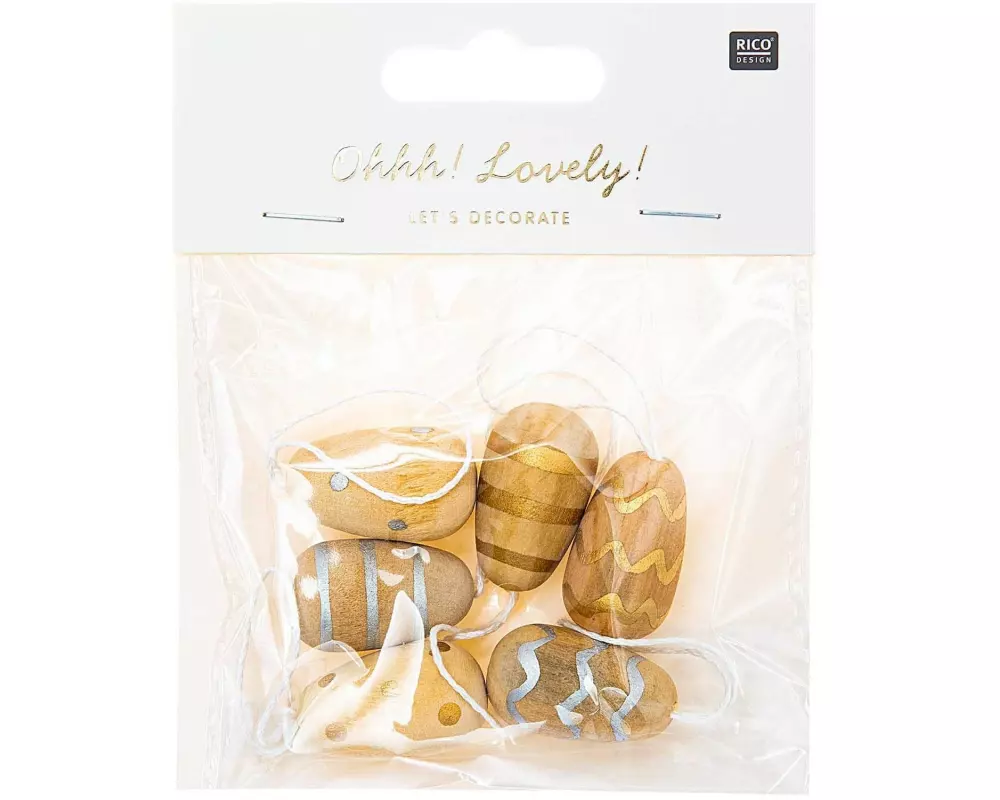Rico Design Aufhänger Osterei 6 Stück, Crème/Gold