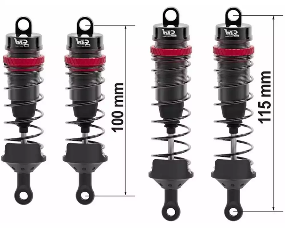 Hobbytech Kit mit 4 Big Bore Alu-Stossdämpfern + Halterungen