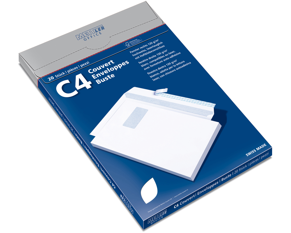 METTLER Couvert Fenster rechts C4 9064-120-S20 120g,hochweiss,Kleber 20 Stk.