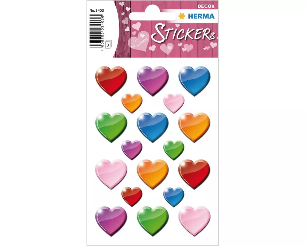 Herma Stickers Motivsticker Bunte Herzen 54 Stück Mehrfarbig