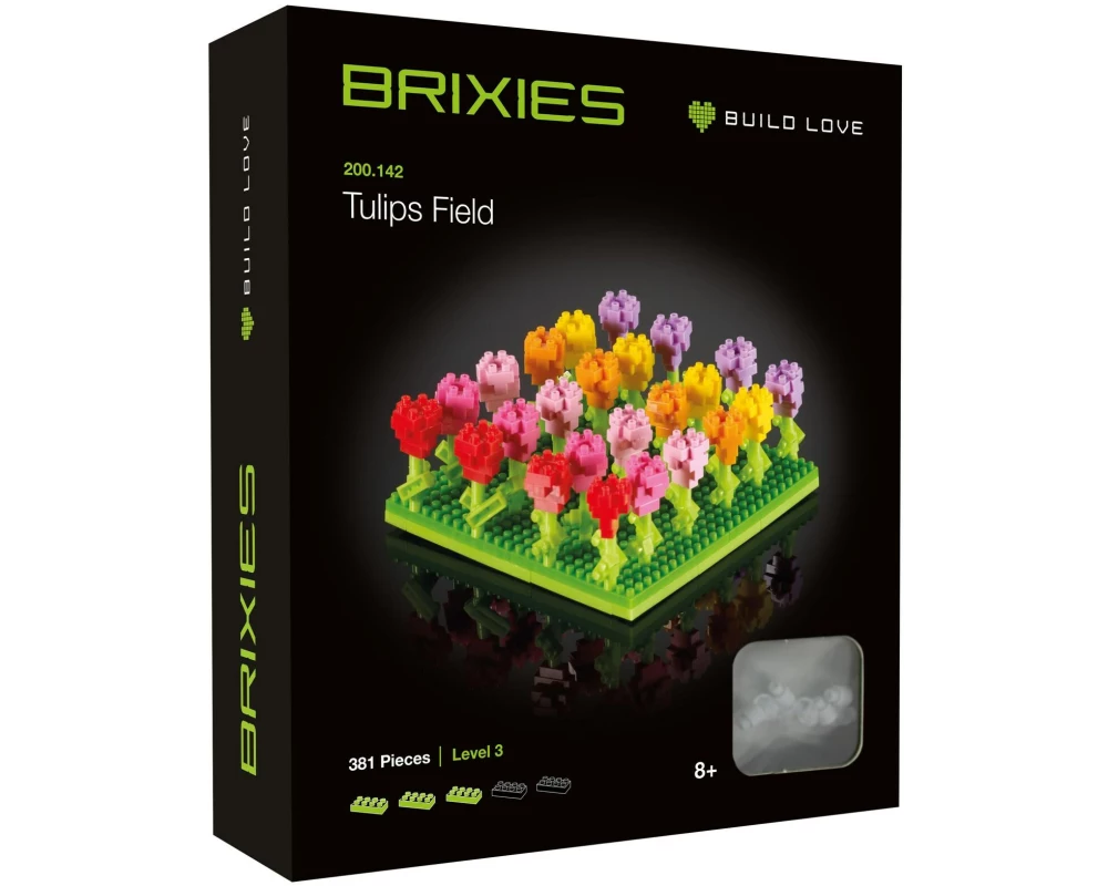 BRIXIES Bausteinmodell Tulpenfeld aus 381 Bausteinen