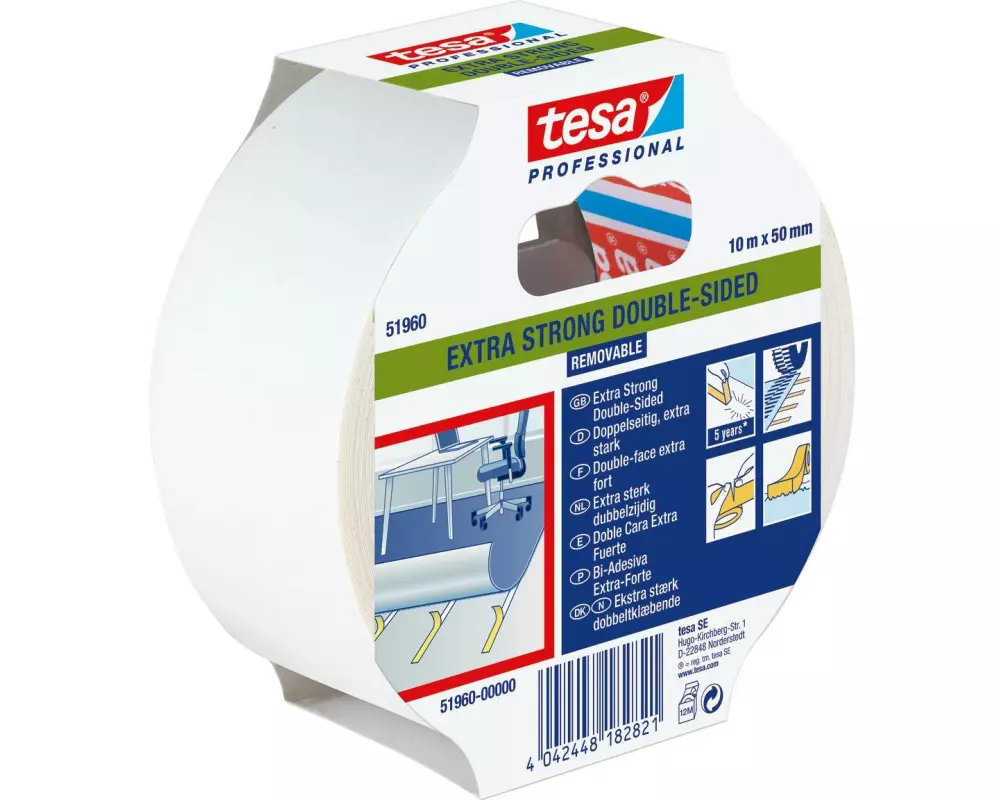 tesa Tesafix 51960 50 mm x 25 m, Transparent/Weiss