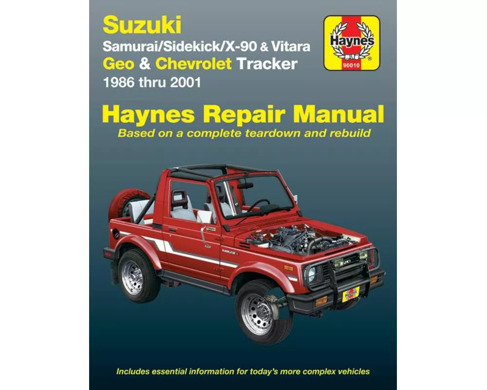 Suzuki Samurai (86-95), Sidekick (89-98), X-90 (96-98) & Vitara (99-01), Geo Tracker (86-97) & Chevrolet Tracker (98-01) Haynes Repair Manual (USA)