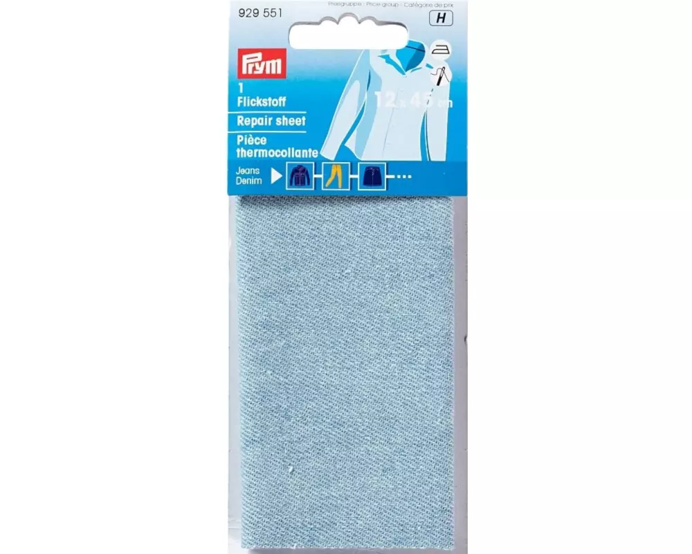 Prym Flickstoff 12 x 45 cm, aufbügelbar, Hellblau