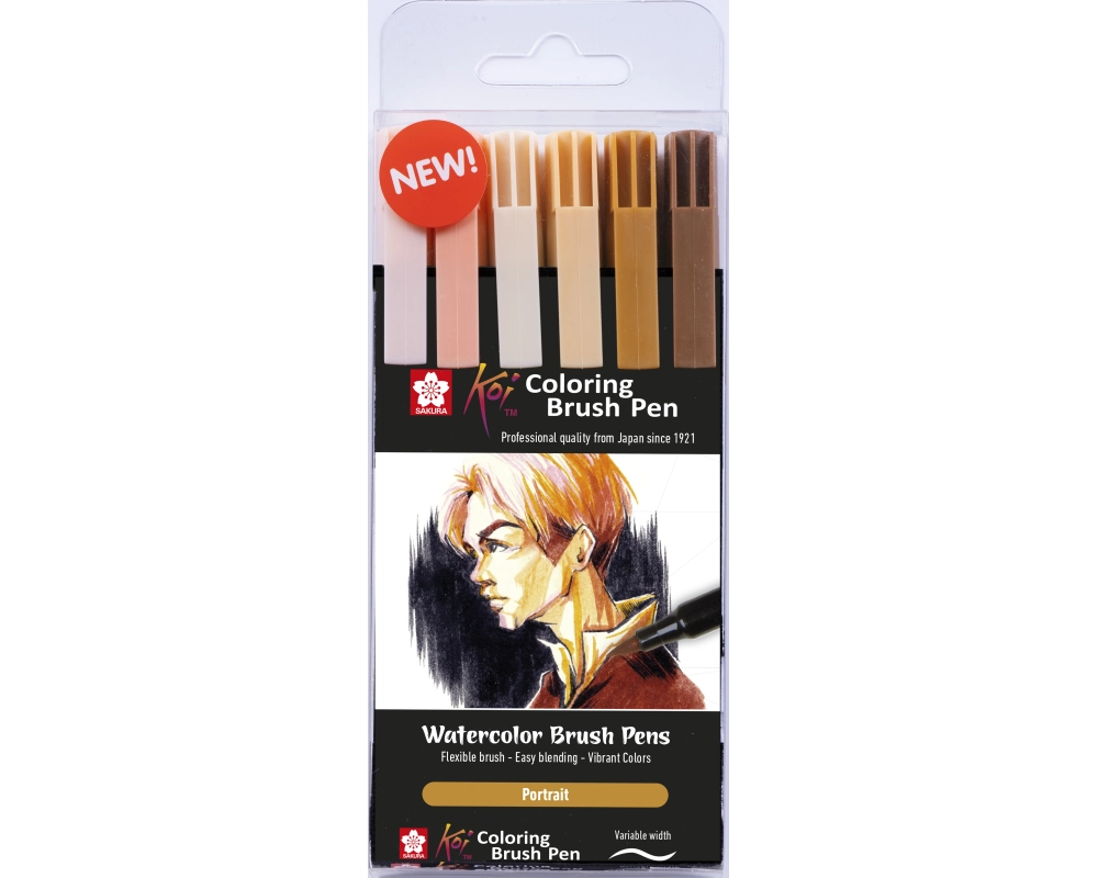 SAKURA Brush Pen Koi POXBR6E Portrait Set 6 Stück
