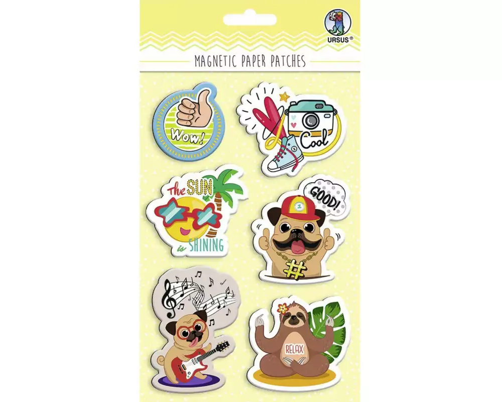 URSUS Haftmagnet Paper Patches Funky Mehrfarbig, 6 Stück