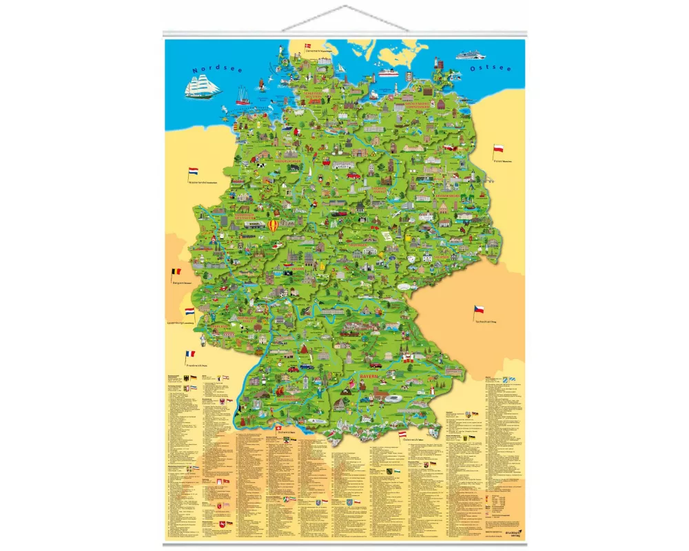 Illustrierte Deutschlandkarte zum Aufhängen