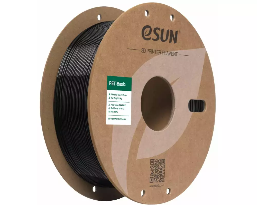 eSun Filament PET Basic Schwarz 1.75 mm 1 kg