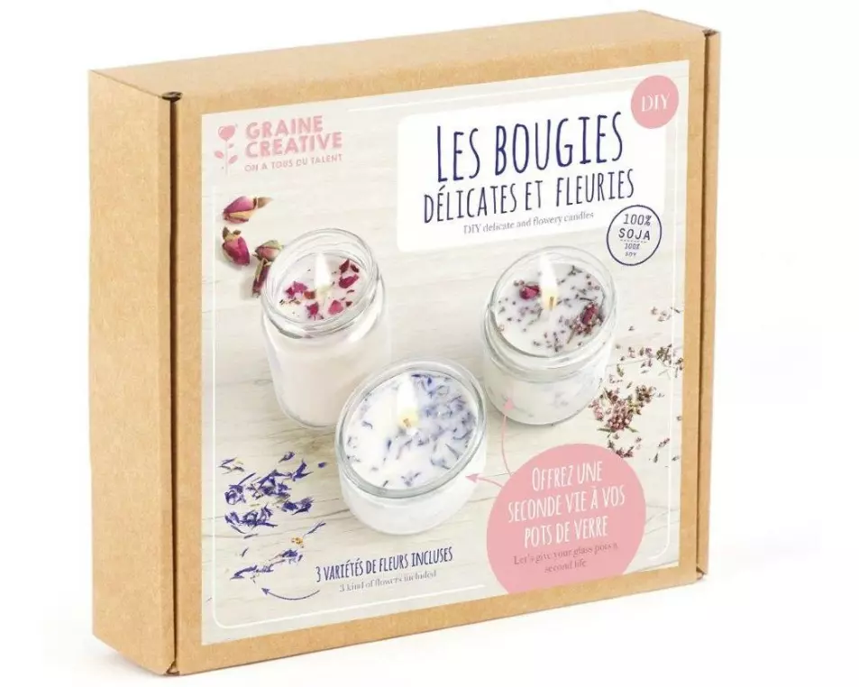 Graine Créative Graine Créative Kerzen-Set Blüten Trockenblumen Rosenduft