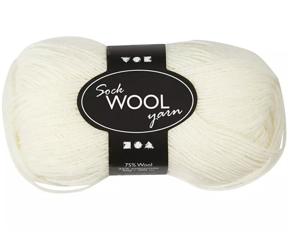 Creativ Company Wolle 50 g für Socken, Weiss